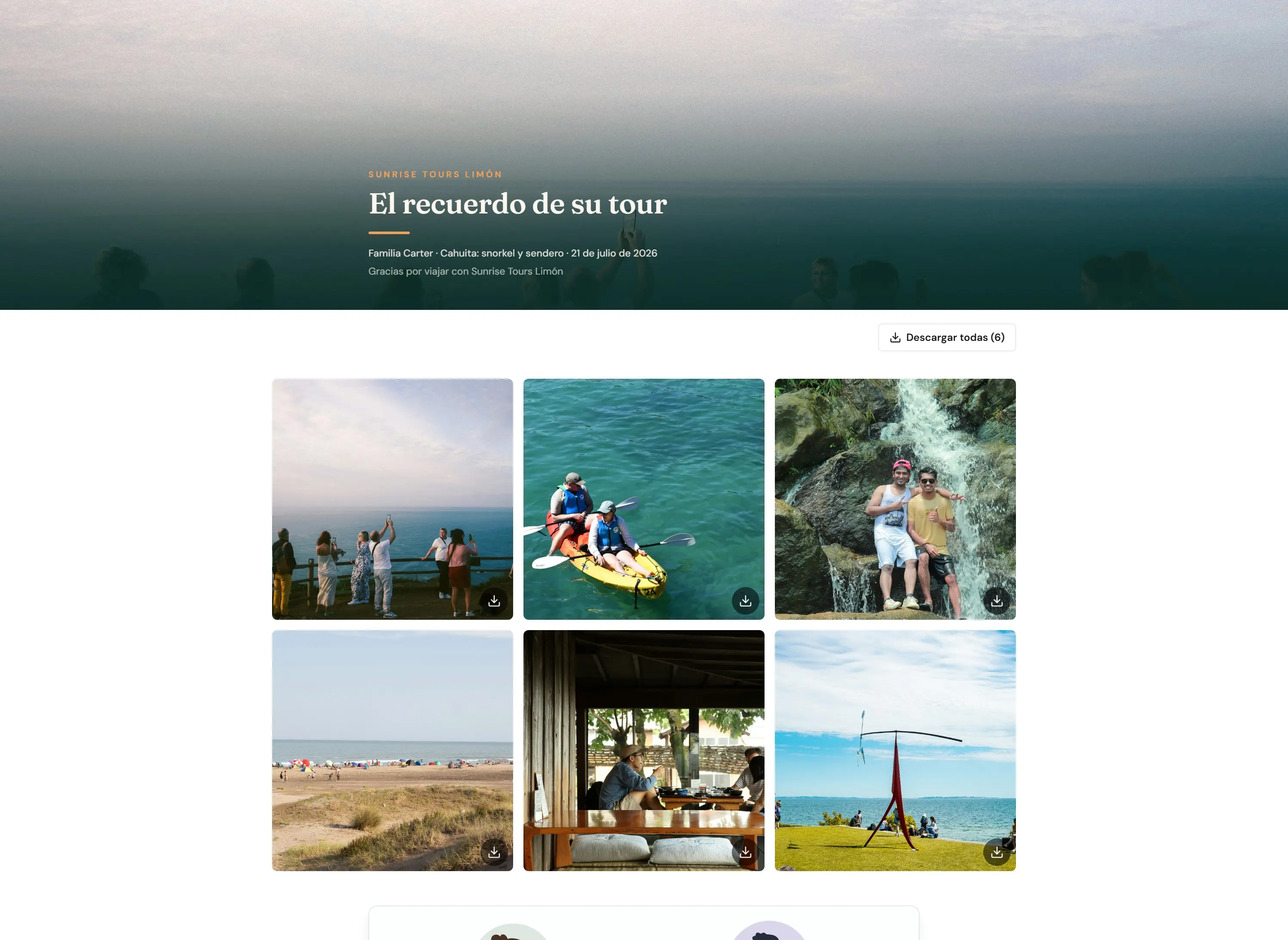 Álbum «El recuerdo de su tour» que recibe el turista, con las fotos del día listas para descargar